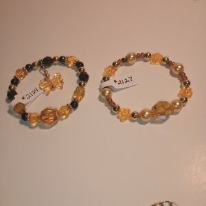 Gold and Black Beaded Bracelets